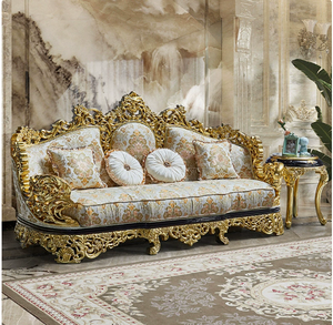 French Luxury All Solid Wood Sectional <b>Sofa</b> European Living Room with Gold Foil Imported Fabric High-end <b>Sofa</b> Set for <b>Hotel</b> Use - Product Image 5