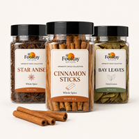 Bâtonnets de cannelle, étoile d'anis, feuilles de laurier, épices entières, pack de 3 bouteilles pour la vente au détail