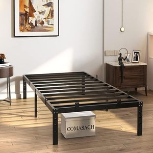 Metal Furniture 14 Inch Metal Platform Bed Frame Pocket Spring Mattress in a Box