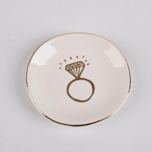 Sieradenschaal van keramiek met aangepast logo en kleur, gouden rand, ronde sieradendoosje - Product Image 6