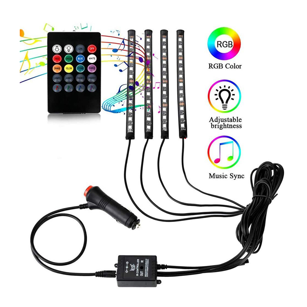 RGB дистанционный интерьер светодиодные фонари 5050 декоративные светодиодные полосы атмосфера автомобиля светодиодные фонари для автомобиля