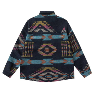 Vintage national style hommes rue manteau en laine lâche mode hiver chemise épaissie à manches longues - Product Image 5
