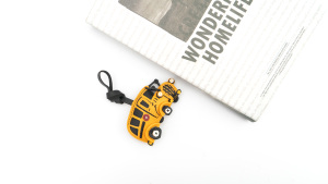 Leather Hand-Stitched Wax Thread Bus Pendant <b>Accessory</b> - Product Image 3