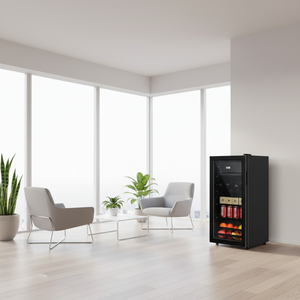 Mini Frigorifero in Legno con Porta in Vetro, Dispenser di Bevande Red Bull con Compressore, Frigorifero per Vino, <span class=keywords><strong>Frigo</strong></span> <span class=keywords><strong>Mobile</strong></span> per Ghiaccio - Product Image 1