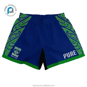 Celana pendek rugbi pola Maori kustom murni dengan celana pendek latihan olahraga ikat pinggang dengan saku