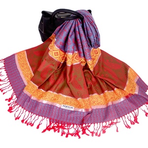 Thời Trang Leopard Và LUREX Paisley Jacquard Phong Cách Khăn Choàng Dệt Màu Sáng - Product Image 4