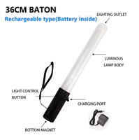 Bâton LED rechargeable étanche de 36 cm, lumière d'avertissement de sécurité pour la patrouille et les exercices d'incendie