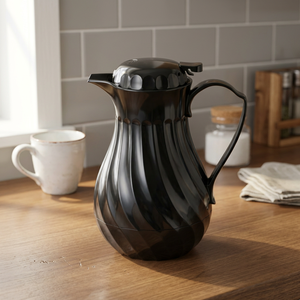 1.2L Black White Classic Portable Insulated Coffee Pitcher with Leak-Resistant <b>Plastic</b> Carafe - Product Image 2