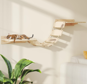 Katı ahşap Modern kedi tırmanma ahşap çatkı duvar monte kedi evi yerden tasarruf Sisal halat ahşap kedi tırmalama sütunu - Product Image 2