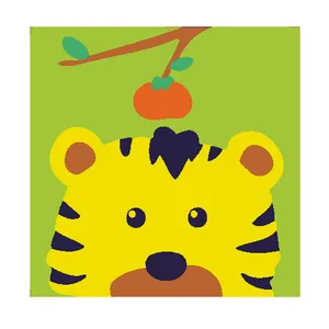 热卖卡通动物油画卡通黄色动物Diy儿童画儿童礼品20 * 20厘米带框