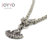 Collier Pendentif Marteau de Thor Viking Nordique Dragon en Acier Inoxydable avec Chaîne à Maillons pour Hommes, Charme de Mariage, Pirate, Motard, Crâne