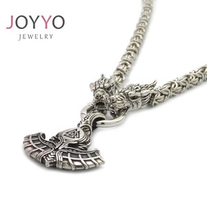 Collana con Ciondolo a Forma di Martello di Thor in Stile Vichingo Nordico, Catena in Acciaio Inox con Drago, per Uomo, Matrimonio, Charm <span class=keywords><strong>Pirata</strong></span>, Biker, Teschio - Product Image 3