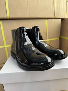 Lxg, Hoog Glas Zwart Glanzend Leer Gelegenheid Parade Kantoorschoenen Midden-Cut Kantoor Formele Schoenen Met Zijrits Hsa131 - Product Image 6