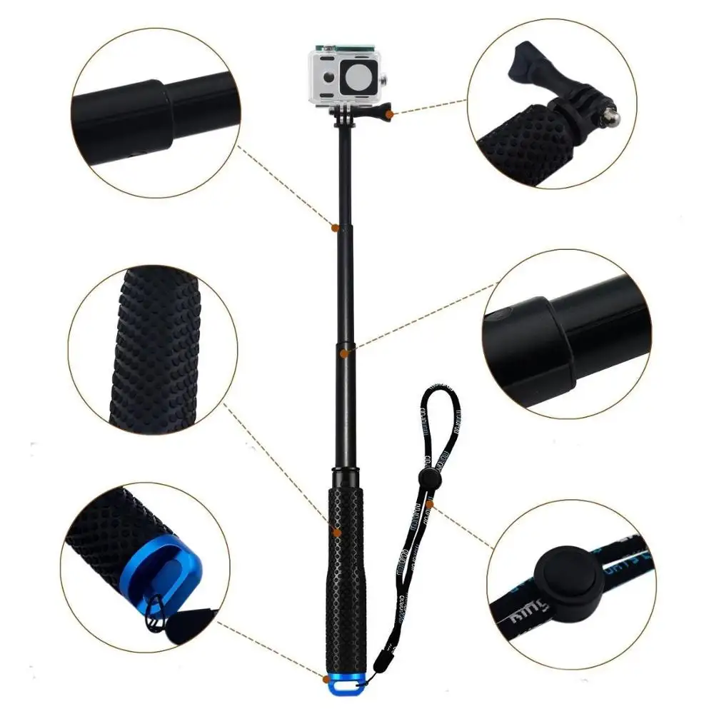 Wholesale Adjustable Aluminum 36 inch Telescoping Monopod Handheld Extension Selfie Stick for Go pro