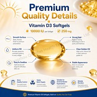 Gélules de Vitamine D3 sans sucre et sans OGM, 10 000 UI, pour la santé osseuse et le soutien immunitaire des adolescents et des adultes, Fabricant OEM