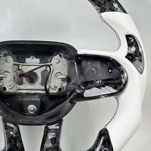 Volant de voiture en fibre de carbone pour <span class=keywords><strong>RTS</strong></span> Dodge Charger 2015-2022, style sport, cuir forgé blanc - Product Image 4