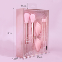 5 pièces rose biseauté goutte d'eau maquillage pinceau ensemble fond de teint éponge baume à lèvres correcteur Eyeliner maquillage des yeux pour le visage