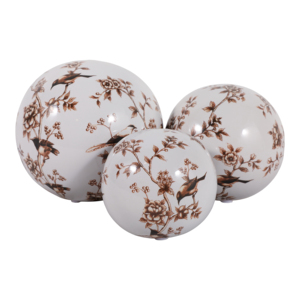 Sfere decorative in ceramica Birds And Blooms Orbs per la casa, il bagno, l'ufficio, il soggiorno, la decorazione delle mensole - Product Image 4