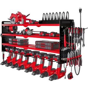 Organisateur de garage mural pour balais, outils de jardin et machines, idéal pour grandes armoires d'atelier et rangement mural - Product Image 1
