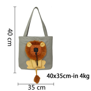 Borse per gatti a forma di <span class=keywords><strong>leone</strong></span> borse a tracolla per animali domestici con cerniera regolabile borsa per imbracature per cuccioli borsa per gatti in tela - Product Image 2