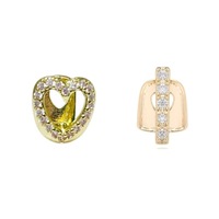 Grillz Cœur Creux pour Dents, Bijoux Dentaires Hip Hop Or/Argent, Style Dent de Vampire, pour Hommes et Femmes, Amovibles à Clipser