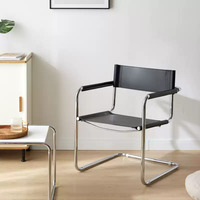 Fauteuil cantilever moderne nordique en cuir de luxe léger pour la maison, l'hôtel, le café, la réception, la salle d'attente et les espaces de loisirs