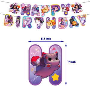 <span class=keywords><strong>Aphmau</strong></span> ธงประดับสำหรับงานเลี้ยงวันเกิดรูปแมว, ชุดลูกโป่งสำหรับวางบนเค้กปาร์ตี้ - Product Image 4