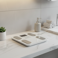 Báscula de Grasa Corporal Digital Inteligente de Alta Precisión con Vidrio Templado Recargable para Baño, Dormitorio y Uso Doméstico