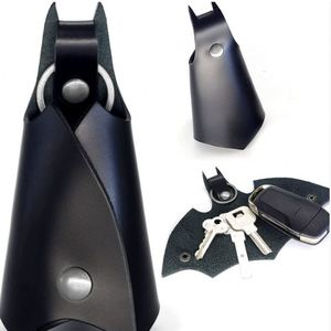 Wholesale Durable Bat Shape PU Leather Keychain Car <b>Key</b> Fob Cover <b>Key</b> <b>Ring</b> Cool Bat <b>Bag</b> Charm for Men Stylish Car <b>Key</b> Pouch - Product Image 2