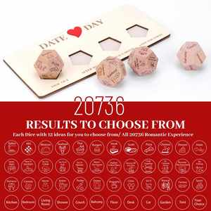 Personalized of 4 <b>Set</b> Romantic Wooden Cubic for Couples Wedding Valentine's Day Date Night <b>Dice</b> - Product Image 3