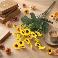 Tiges de tournesols jaunes artificiels, bouquet de marguerites en soie, arrangement floral artificiel, décoration de table pour la maison et le bureau