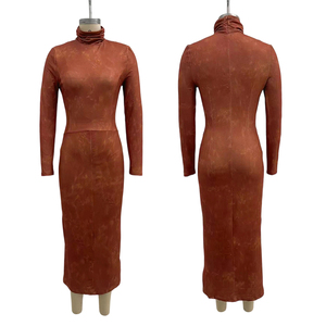 ชุดเดรสผู้หญิงคอเต่ามิดิลายมัดย้อม - เสื้อผ้าผู้หญิงแขนยาวเข้ารูป ชุดเดรสผู้หญิงแฟชั่น - Product Image 6