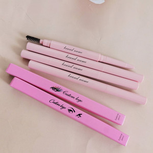 Rosa Augenbrauen stift Verpackung Private Label schlanker Augenbrauen stift 2 in 1 doppel köpfigen nackten Farben Brauens tift wasserdicht - Product Image 1