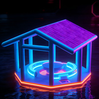 Nouvelle plateforme de loisirs aquatiques gonflable en PVC avec tente, île flottante, capacité de 500 kg pour 5 à 10 passagers, 5x5x3,2 m