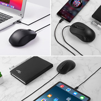 Souris optique de type C, Plug & Play, clic silencieux, 98 g, légère, compatible avec Windows, Mac, Android, durable, durée de vie de la batterie de 500 M