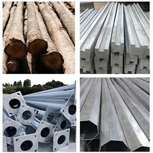11kv Electric Wooden Round <b>Poles</b> Steel HDG Power Coating 1250dan for Power Transmission 200km/h Wind Resistance 30-Year Warranty - Product Image 1