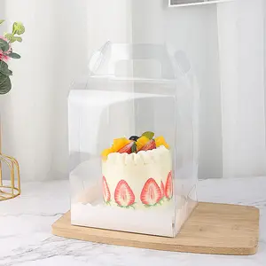 Neues Design 5 Zoll Kunststoff Kleine Kuchen box KEIN Kleber Geschenk boxen Schnalle Zusammen gebaute klare Kuchen träger boxen für kleine Kuchen