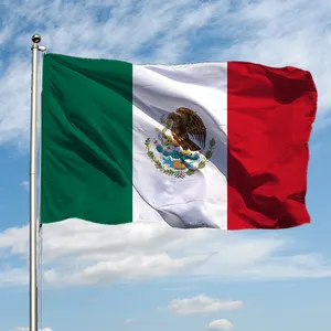 स्टॉक में 90x150 सेमी 3x5 मैक्सिकन झंडे आउटडोर मेक्सिको कस्टम देश राष्ट्रीय जलरोधक सामग्री डिजिटल प्रिंटिंग फुटबॉल
