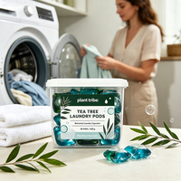 Capsules de lessive hydrosolubles à l'arbre à thé, parfum naturel d'arbre à thé, élimination profonde des taches, tissus frais, perles de parfum longue durée