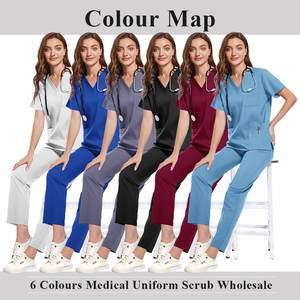 Uniforme chirurgical extensible Spandex Polyester vêtements de travail maternité gris anatomie Anti-rides toutes tailles femmes hommes Salon uniformes - Product Image 2