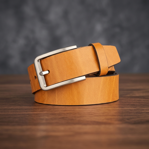 High Quality Custom Length Cow Hide Eco-Friendly Square Pin Buckle Belt Light Weight Party Use Solid Pattern Steel Buckle 3.8CM - Product Image 1
