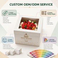Boîte d'emballage de boulangerie en carton blanc personnalisée avec logo, 8, 10, 12 pouces, avec fenêtre transparente festonnée, boîte à gâteau carrée de qualité alimentaire avec fenêtre