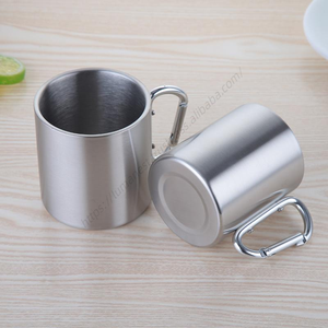 Tazas de Café y Té de Acero Inoxidable G104 al por Mayor, Tazas de Viaje y Camping de Doble Pared con Asa de Gancho Mosquetón - Product Image 3