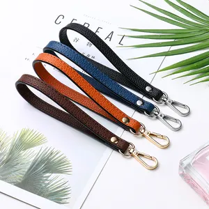 Wholesale Short PU leather Wristlet Keychain Lanyard Women Wallet Wrist Strap Soft Purse Strap Handle