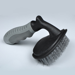 Wheel <b>Brush</b> With Curved Handle <b>For</b> Tire And Rim <b>Cleaning</b> Grey PVC Material Car Wash Supplies - Product Image 1