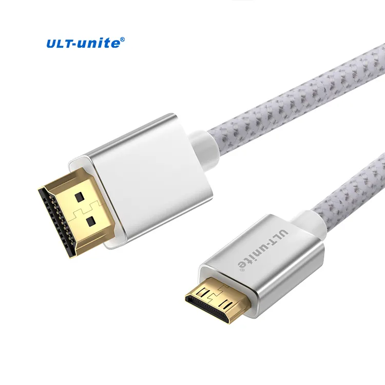 ULT-unite Newest Aluminium Gold Plated 8K 4K Mini HDMI to HDMI Cable Coaxial Video Game TV HDMI Kabel Cable Custom