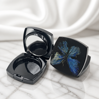Boîte compacte vide pour poudre avec miroir, motif papillon esthétique, coussin d'air, emballage premium à marque privée