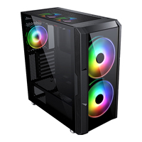 Casing komputer menara penuh kaca tempered, casing komputer usb 3.0 untuk bermain game pc ARGB atx