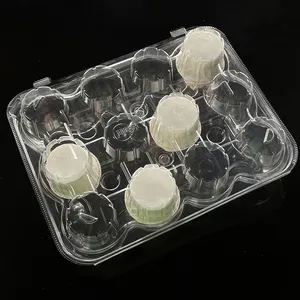 Disposable Plastic Container For Food Take Away Packaging Cake Box Bakery Packaging Container PET Cupcake Holder Plastic Hinged
