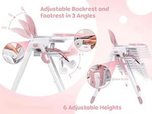 Seggiolone e <span class=keywords><strong>sdraietta</strong></span> pieghevole in plastica EN14988 IVOLIA, facile da installare, con ampia capacità di carico e regolazioni multiple, pieghevole con un solo pulsante. - Product Image 3